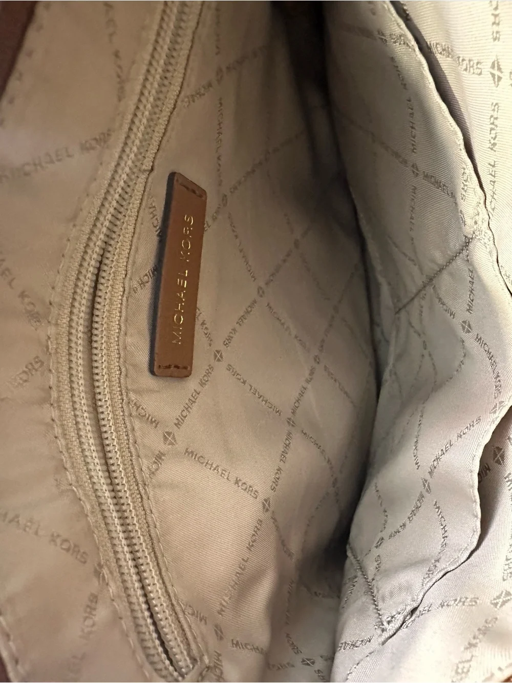Michael Kors Cream & Brown MK Signature Tote